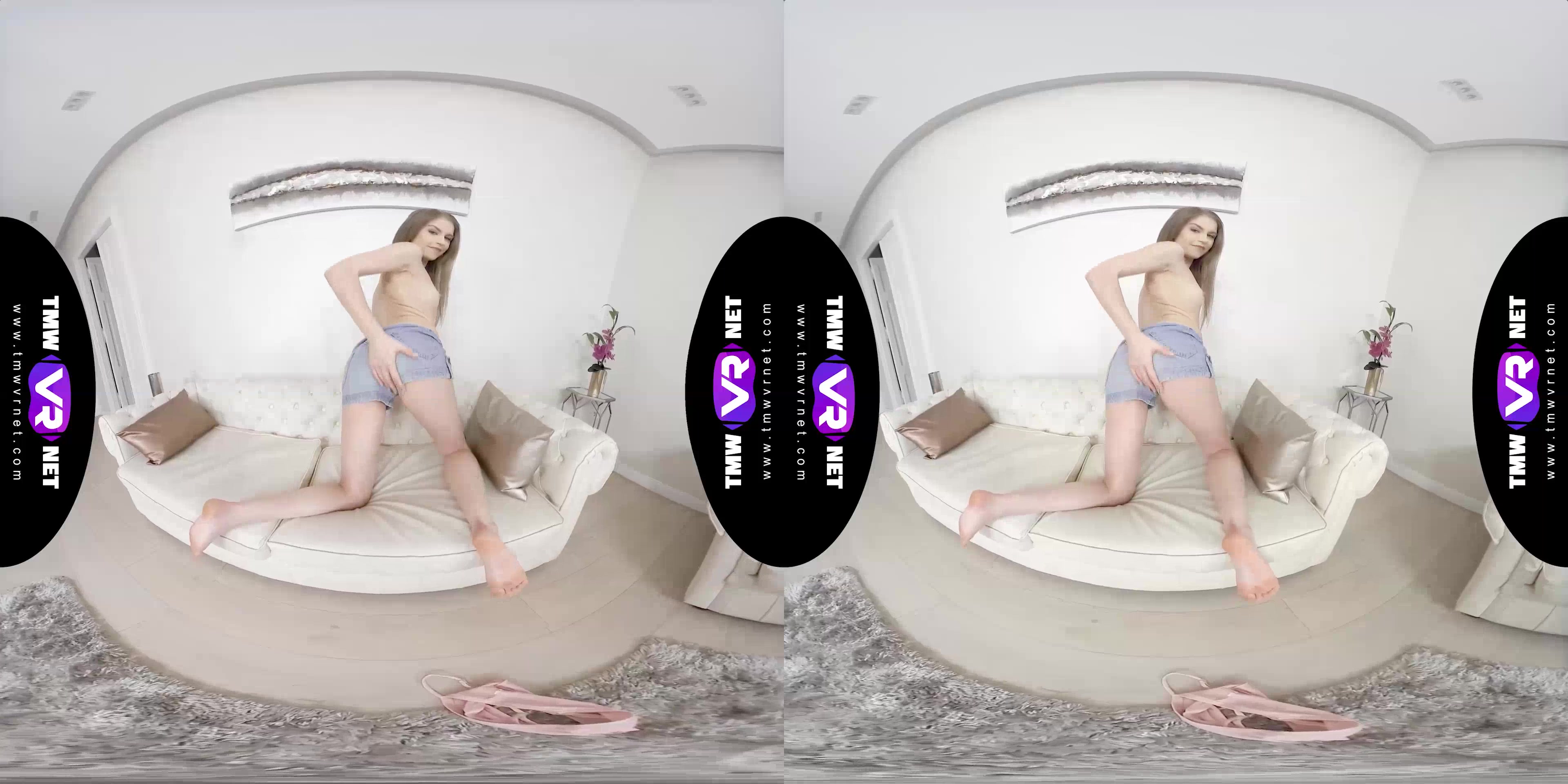 Playful babe undresses to cool down