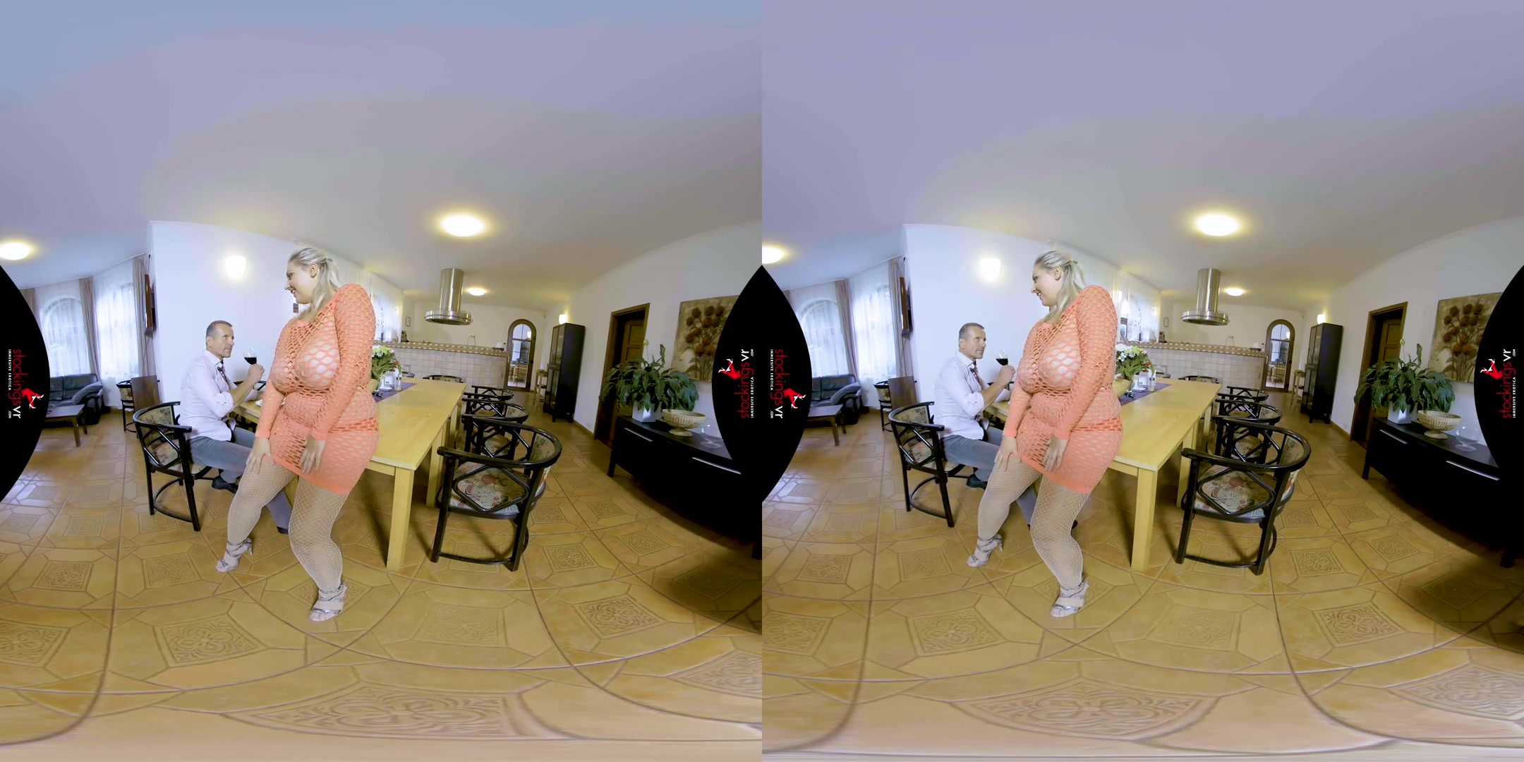 Fucking In Fishnets - BBW with Big Tits Bent Over the Counter 3D Porn