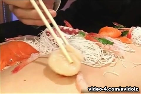 Naked sushi and group sex with Yui Hanasaku