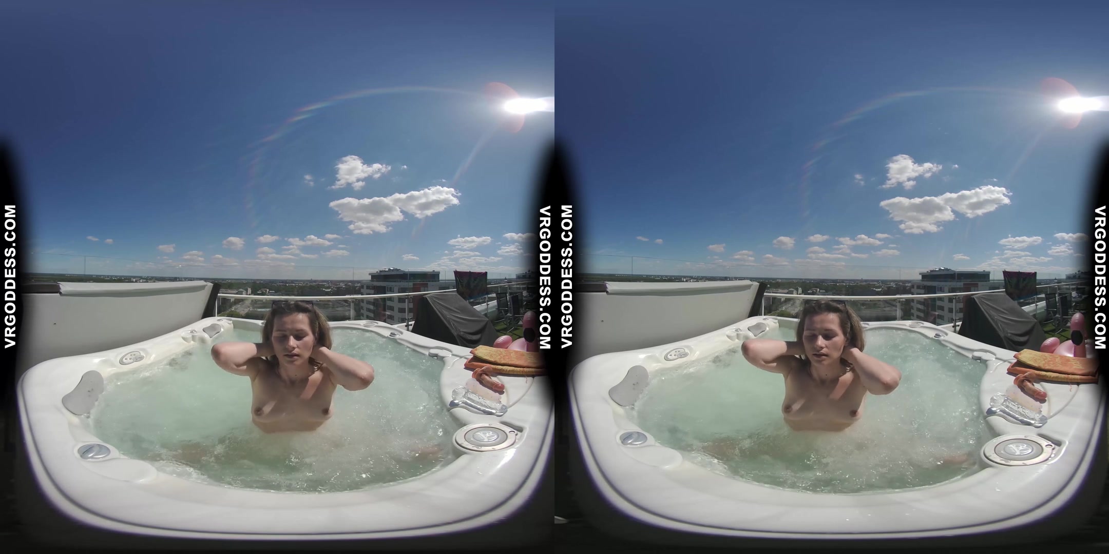 Rooftop Jacuzzi Private Moments With Model Josie Masturbating With Dildos In The Sun