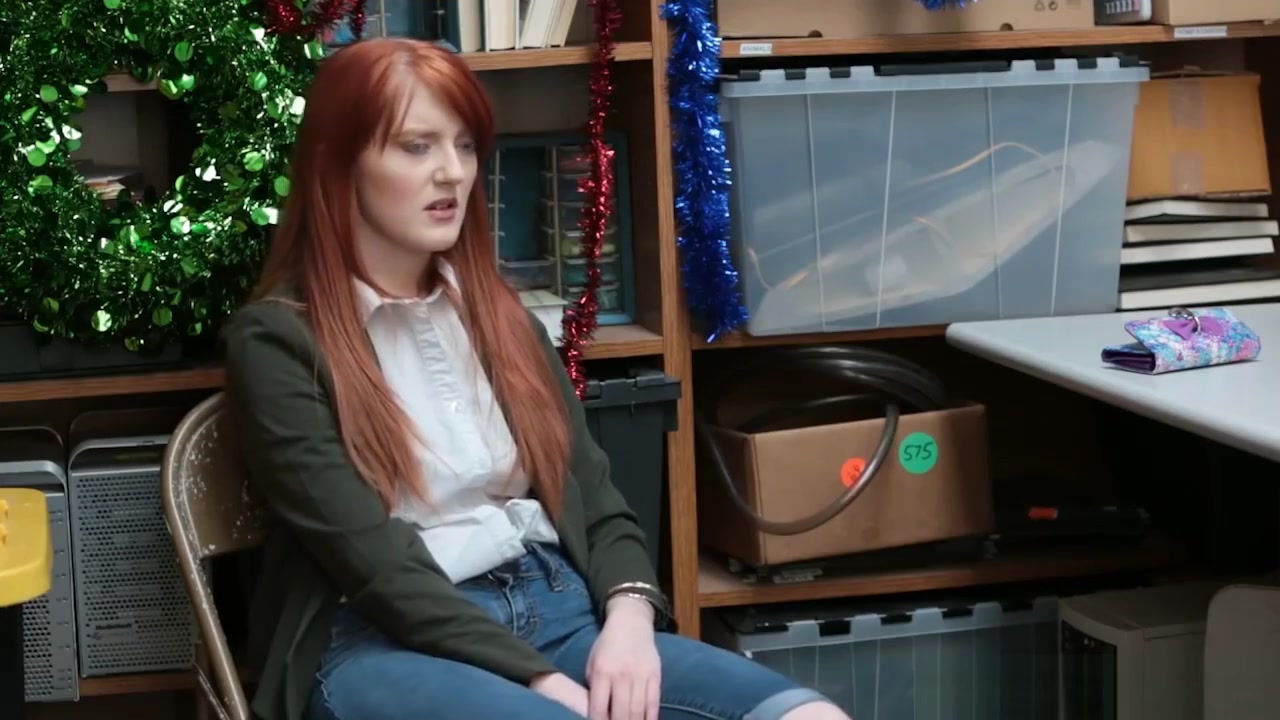 Redhead teen 18+ shop thief caught and fucked by security