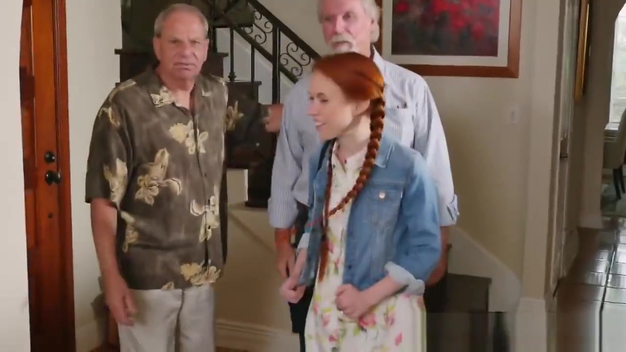Ginger teen 18+ with pigtails getting fucked hard by a grandpa