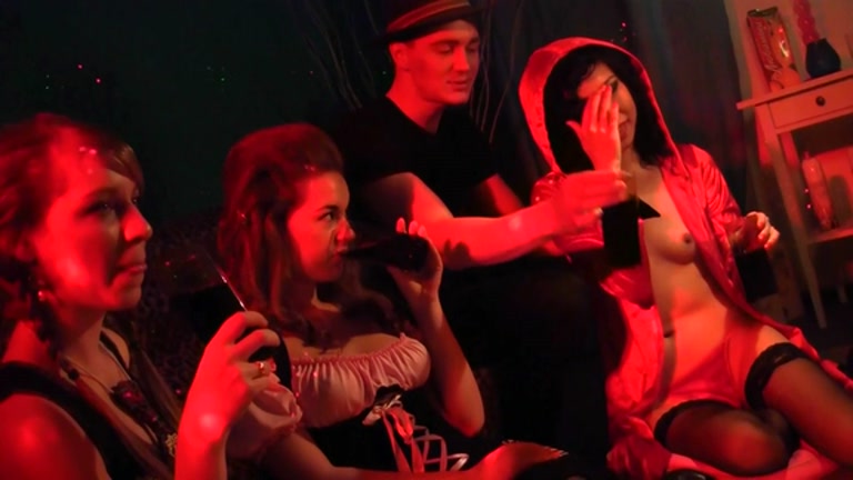 Helloween party gals playing with sex toys