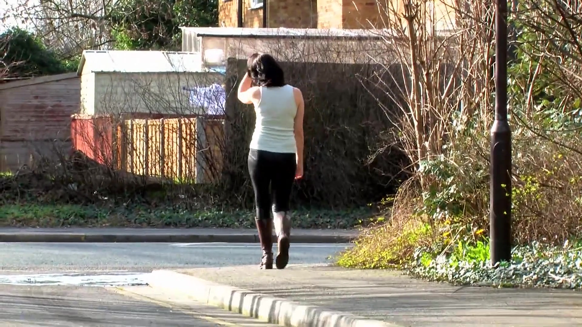Tiffany Naylor Looks Fin In Her Black Leatherette Pants