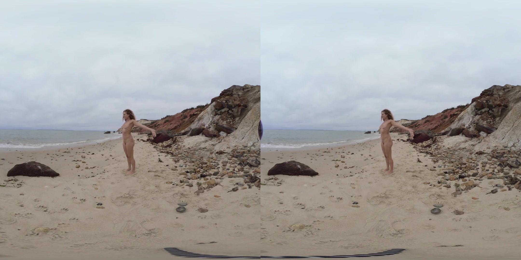 Relax on a Beautiful Beach with Naked Yoga; Amateur Stretching on the Beach
