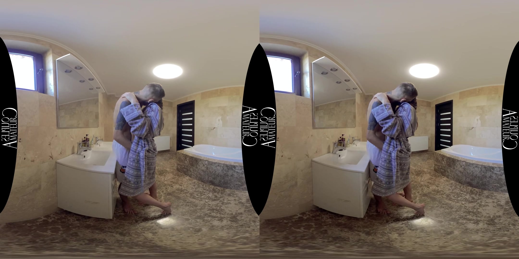 Skinny Brunette Morning Bathroom Sex - AmateurCouplesVR