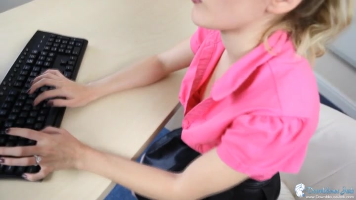 Rachelle in Office Oops - DownblouseJerk