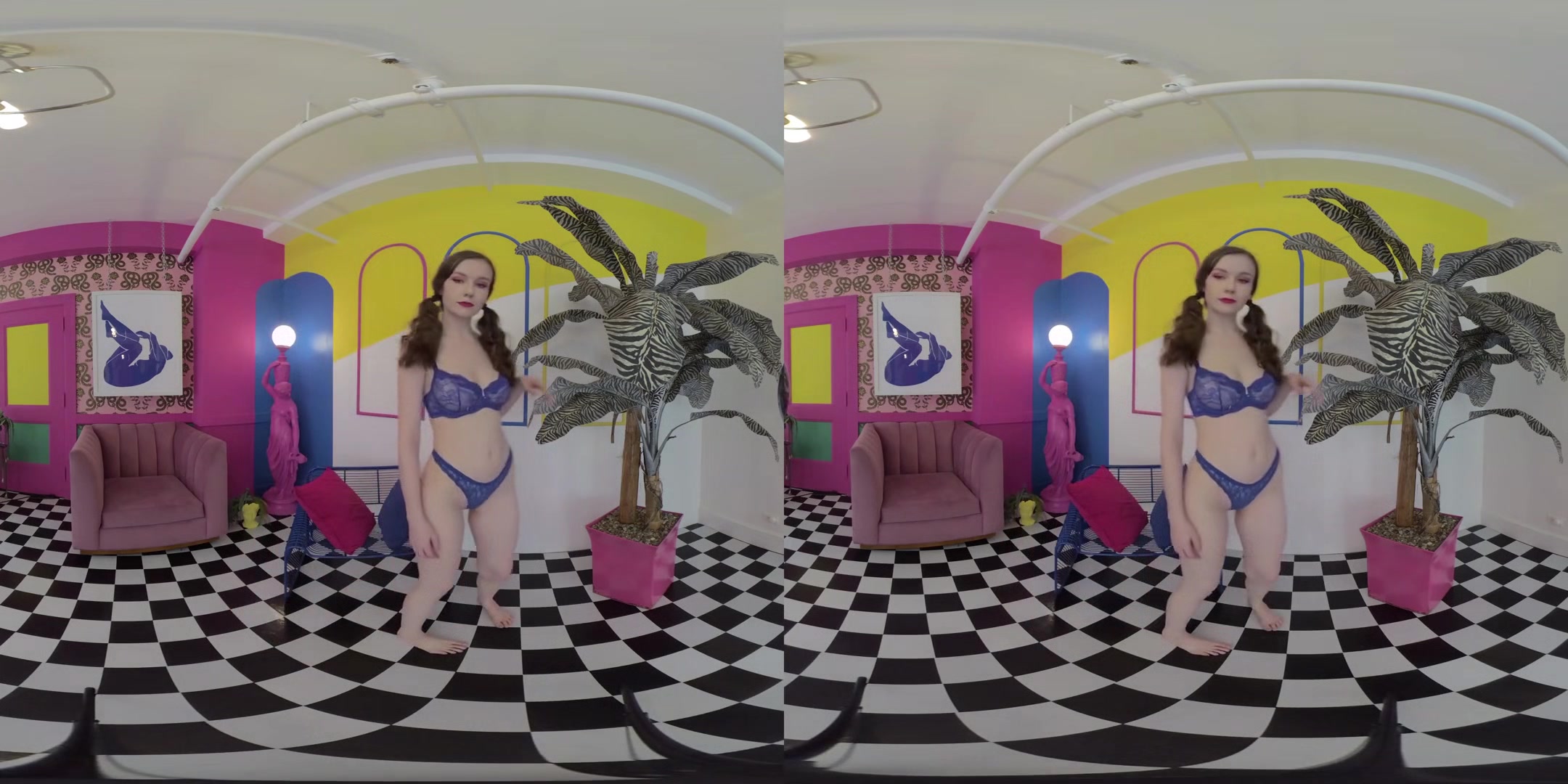 Vaporwave VR - Amateur Solo Model Teen Shaved Striptease