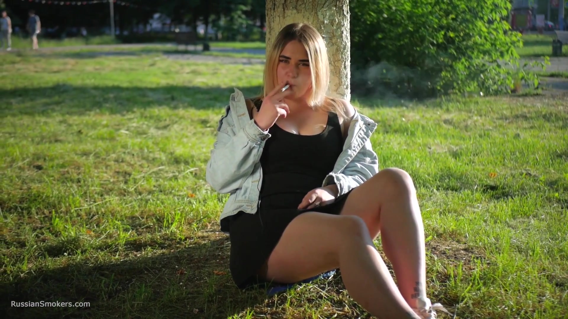 Nastya Is Smoking In The Park