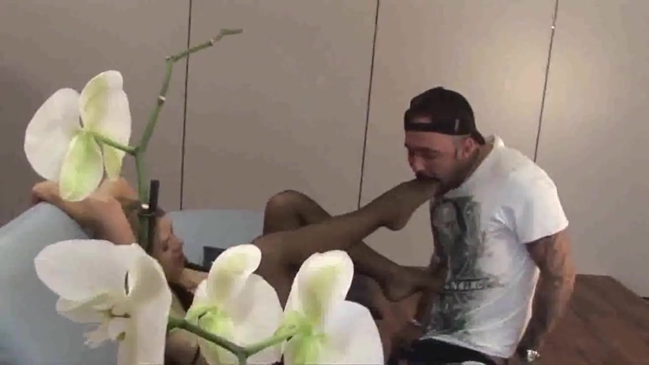 Liona foot licking in nylons and barefoot and milk his dick until he splash all over her horny feet. by Foot Girls