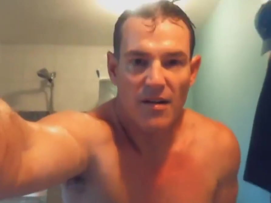 military Step dad cums and takes a shower