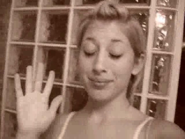 Blonde girl gets naked for the first time on the camera
