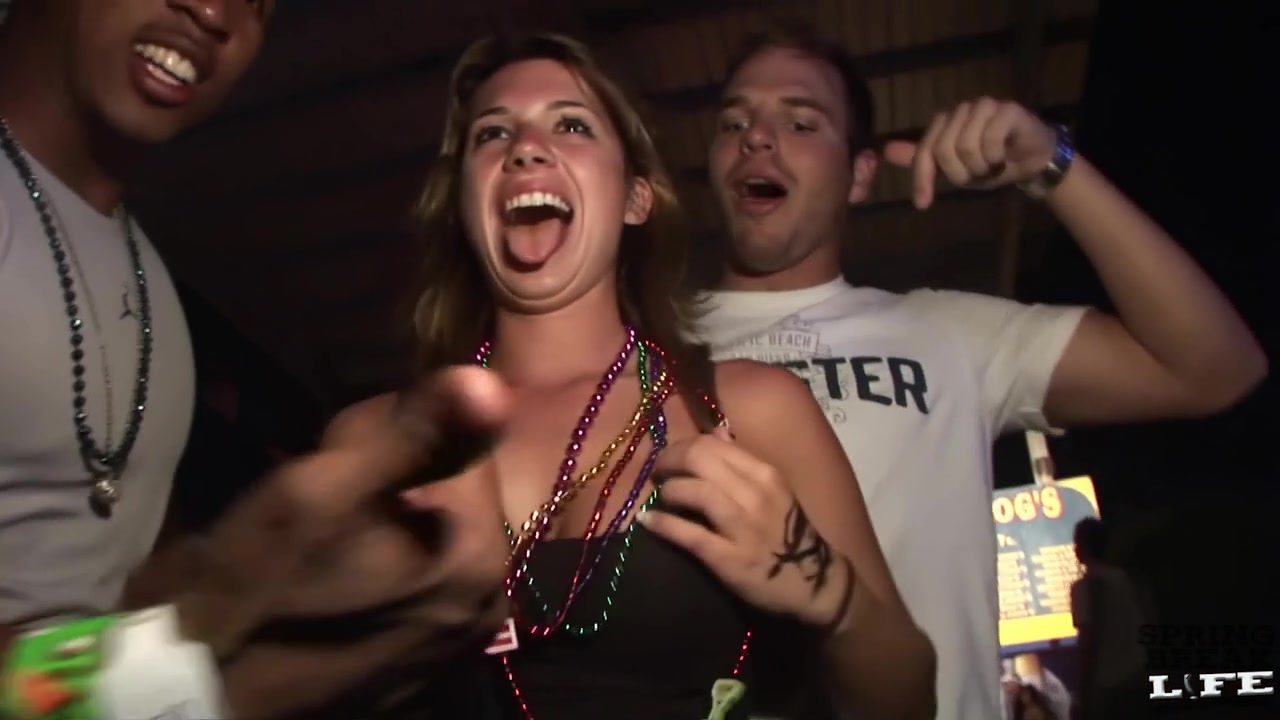 College Girl Wet Tshirt Skin To Win Contest During Spring Break South Padre Texas