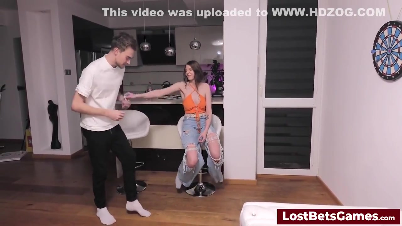 A Sexy Strip Dart Game With A Hot Big Tits Brunette