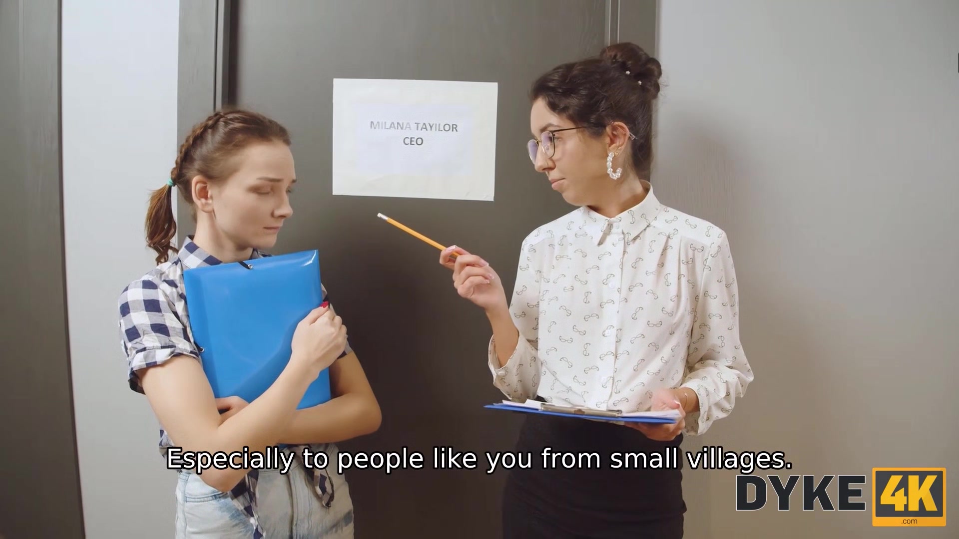DYKE4K. Lesbian threesome is a perfect work break for these office whores