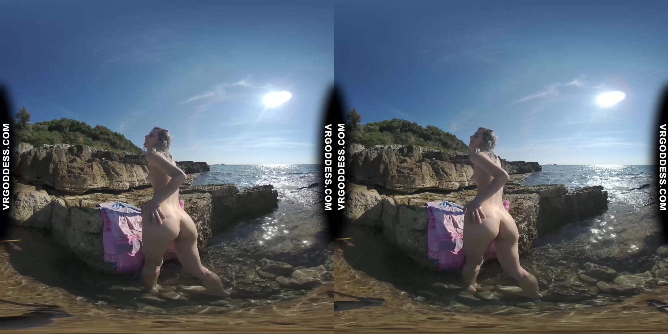 Sensual Sunbathing And Skinny Dipping On Vacation With Sexy Thin Blonde Poppy Jillin