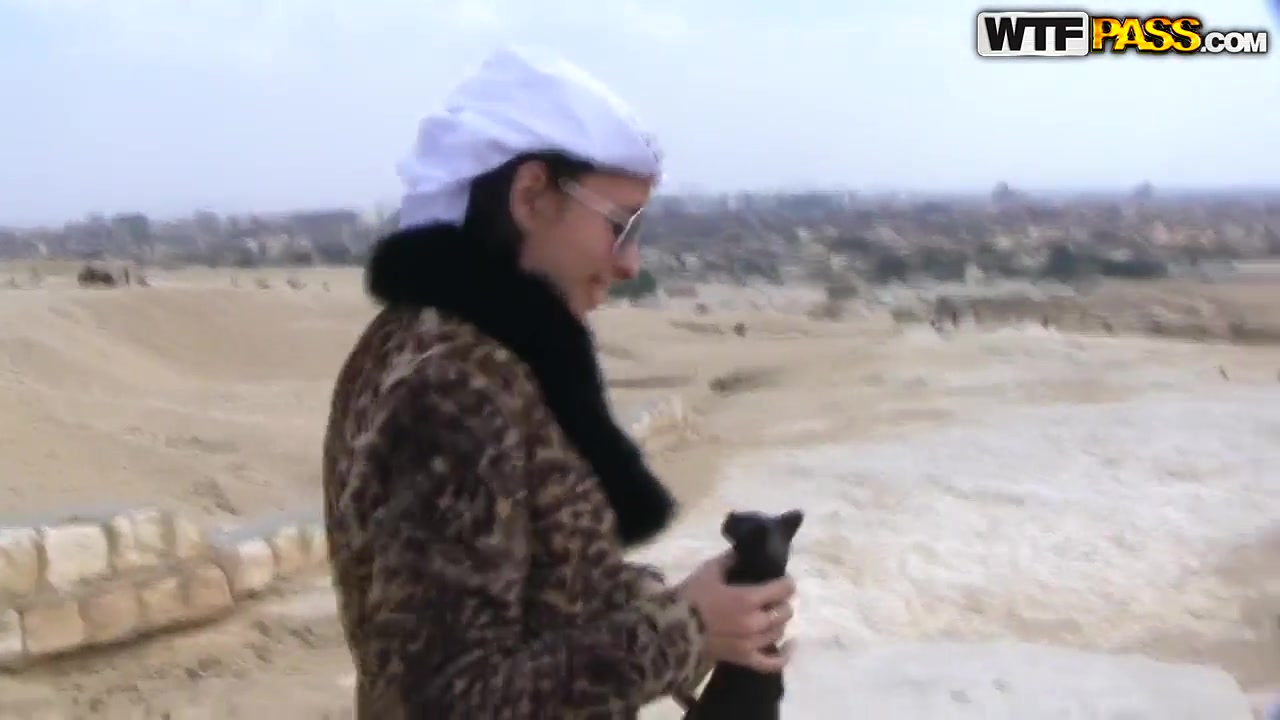 Beautiful Aurita sucking outdoors in Egypt