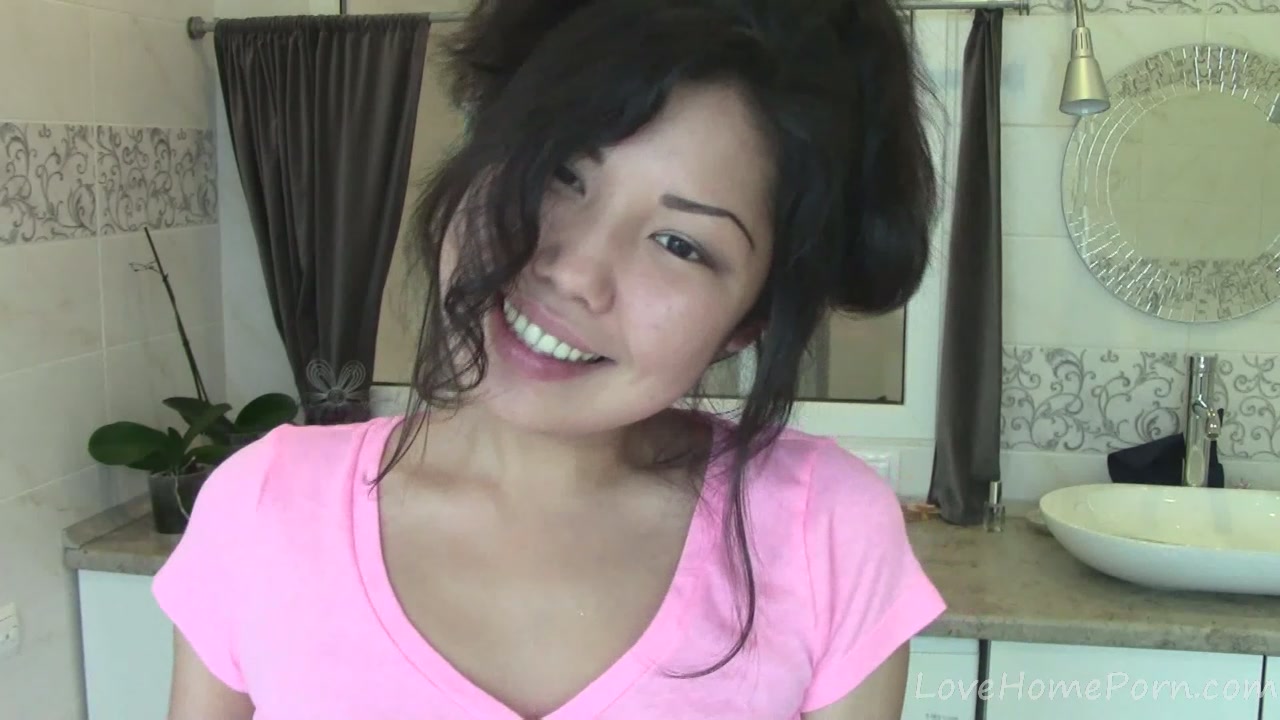 Incredible Asian girl gets naked and touches herself