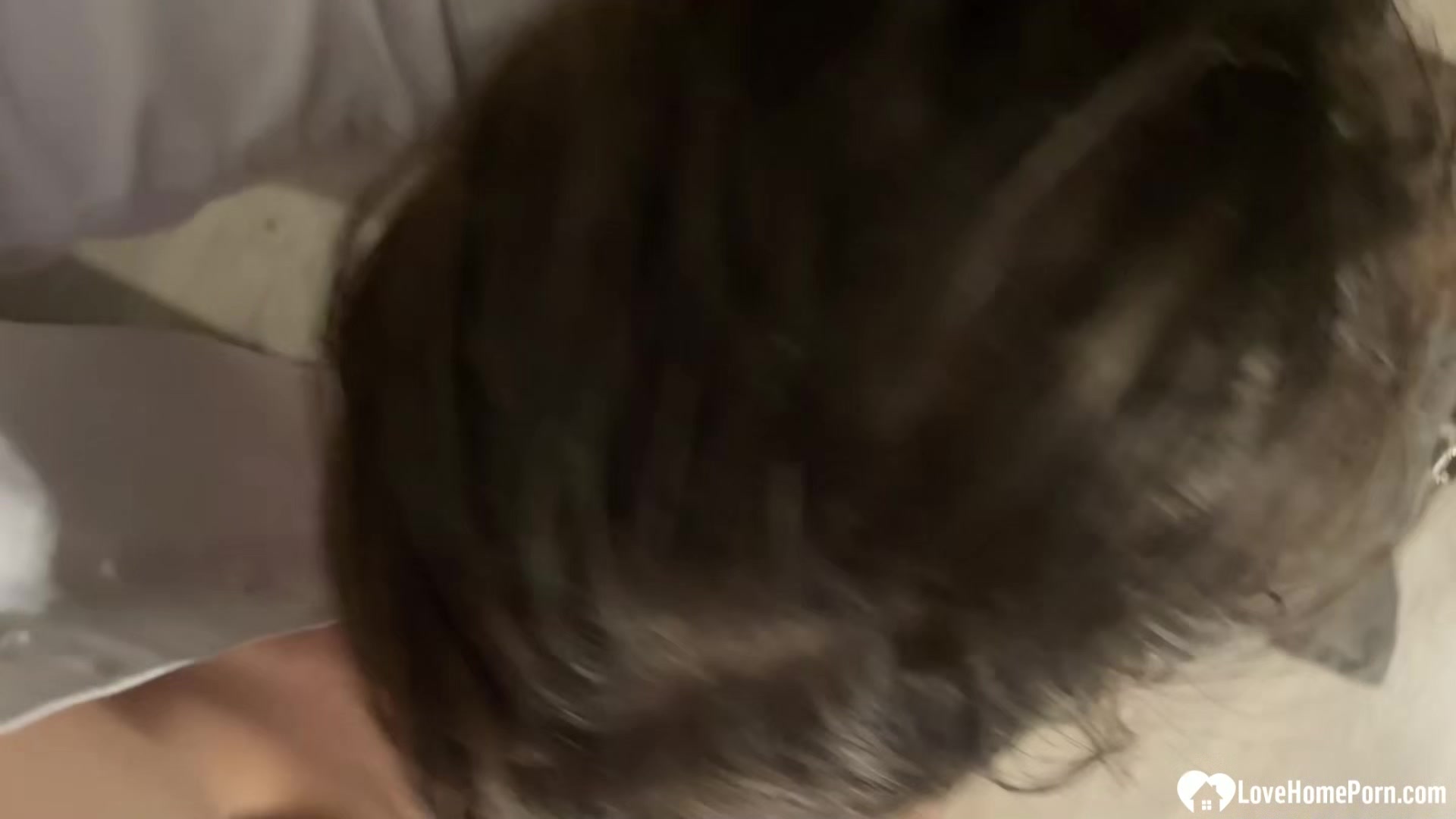 Horny slutty Tinder girl giving a best blowjob