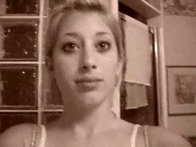 Blonde girl gets naked for the first time on the camera