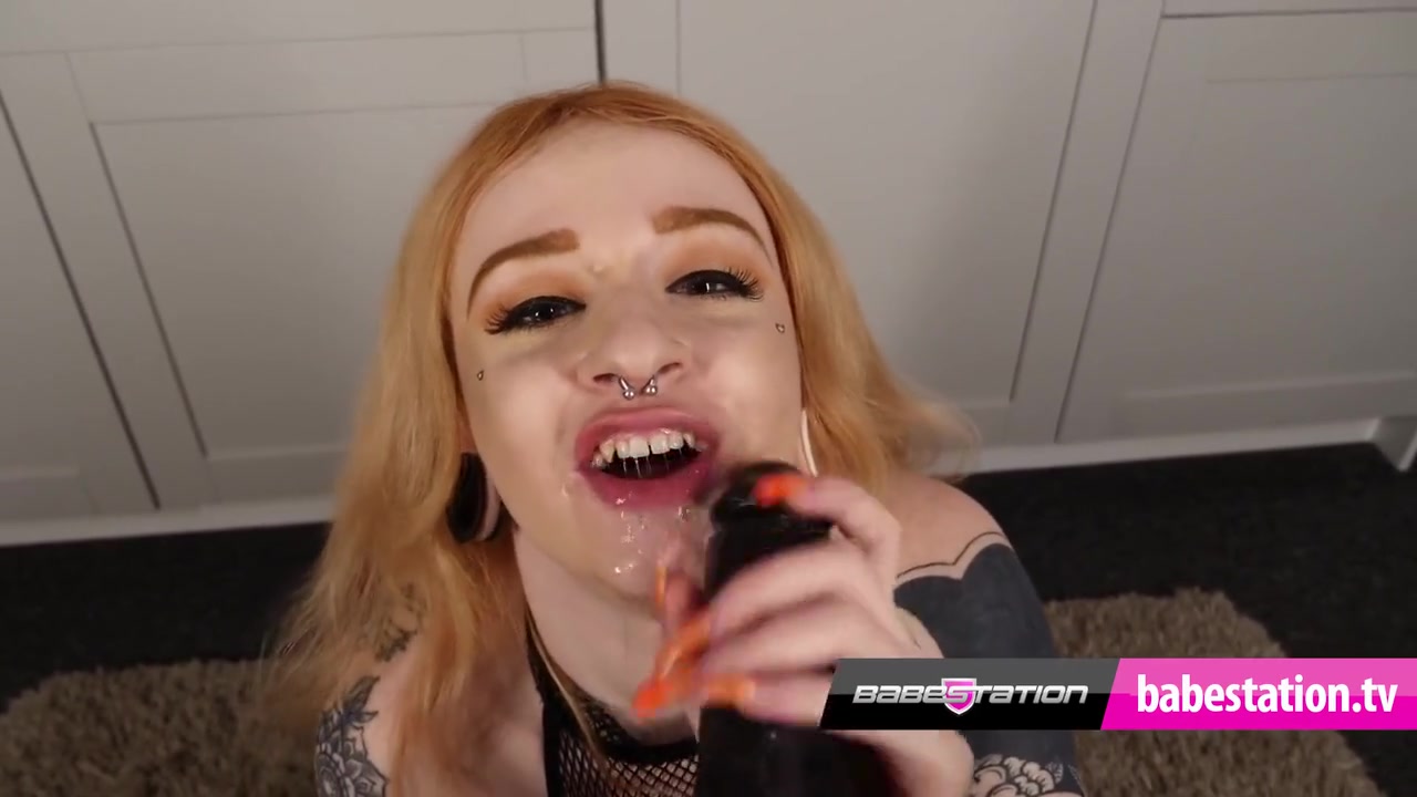 British Redhead Pornstar Gags On Huge Dildo - Azura Alii