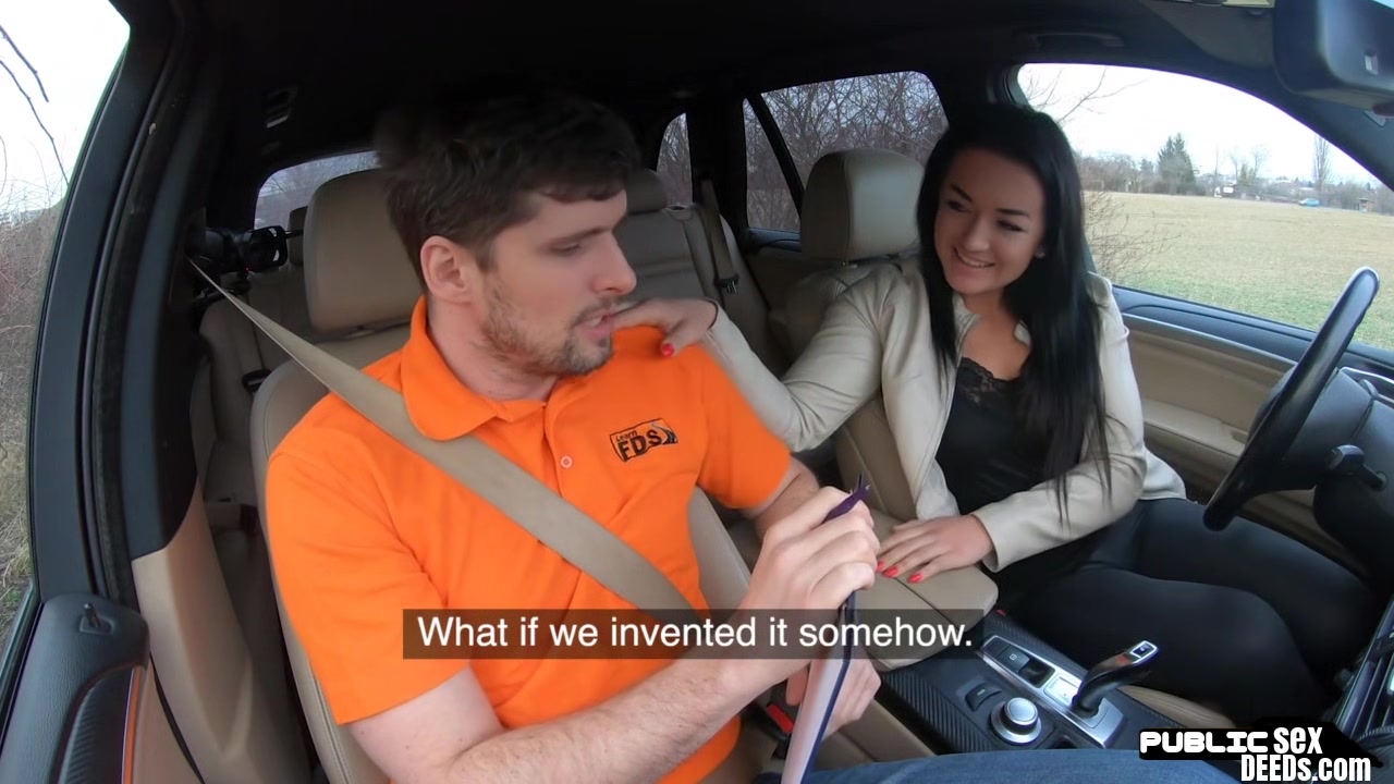 Darkhair eurobabe gives head and rides her instructor