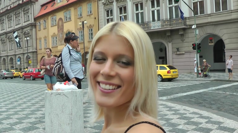 Blonde with perfect body gets naked in public