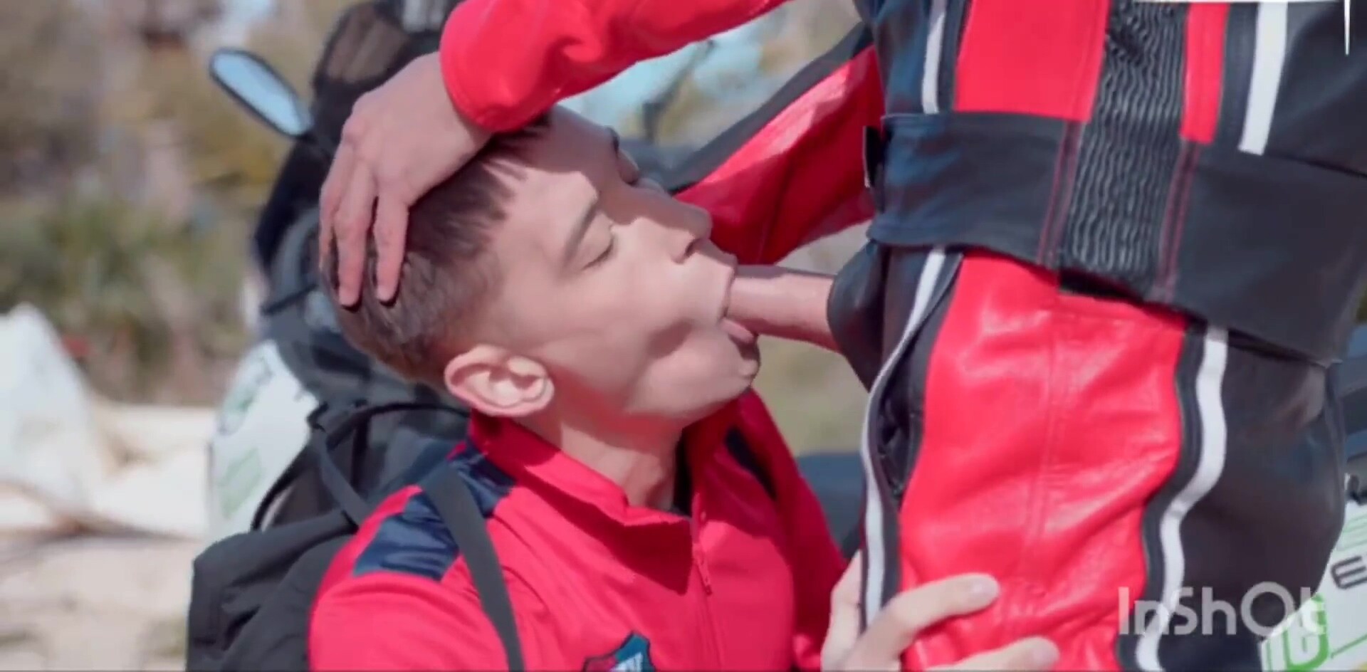 Biker cock sucking outdoor