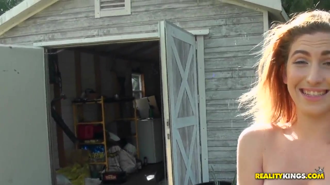 Naughty Vanessa gives amazing blowjob for Cris Commando at the shed