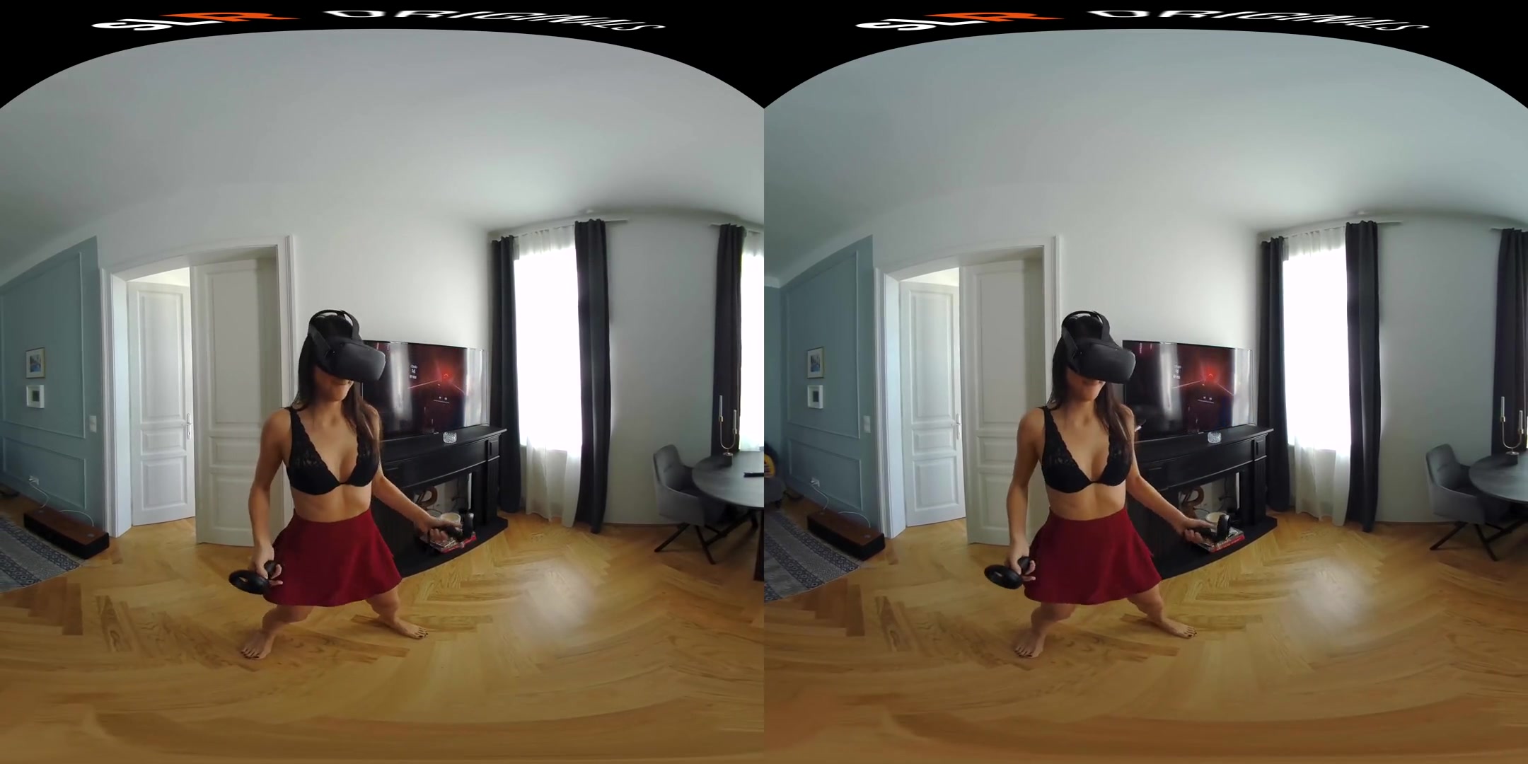 Carolina Abril Enjoying Beatsaber in VR - SexLikeReal