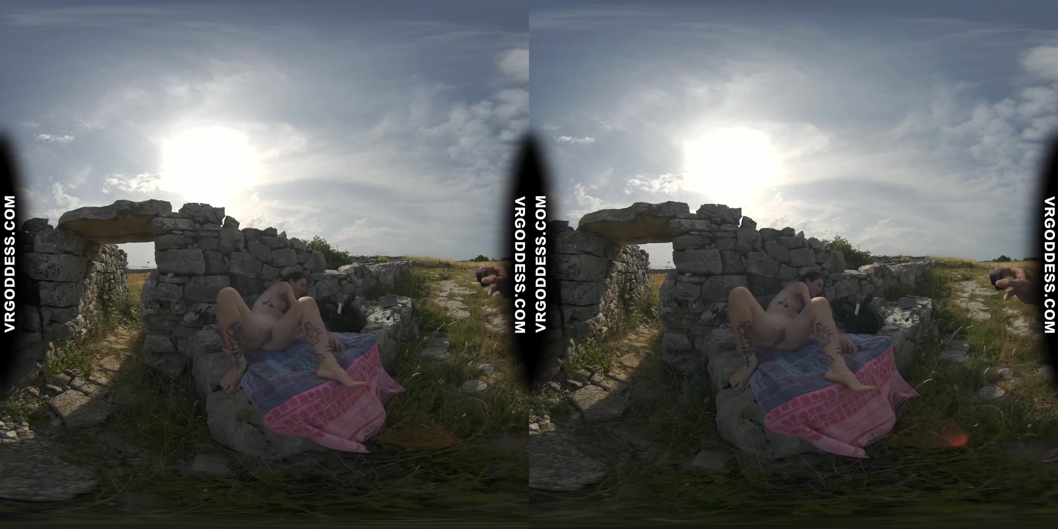 Hot Tattoo Model Brille Masturbating With Dildo And Hitachi Vibrator In Ancient Ruins Risky Public