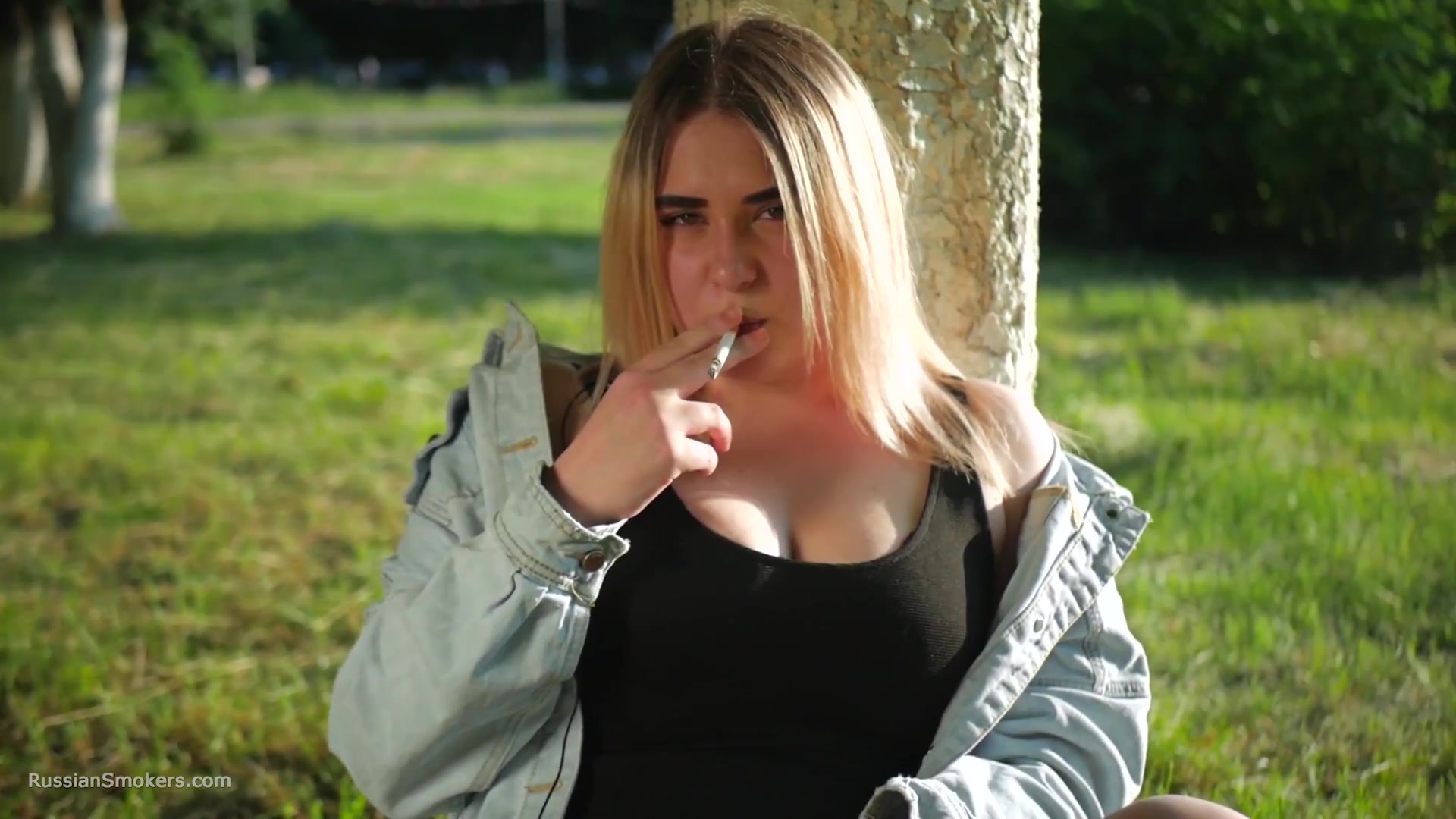 Nastya Is Smoking In The Park