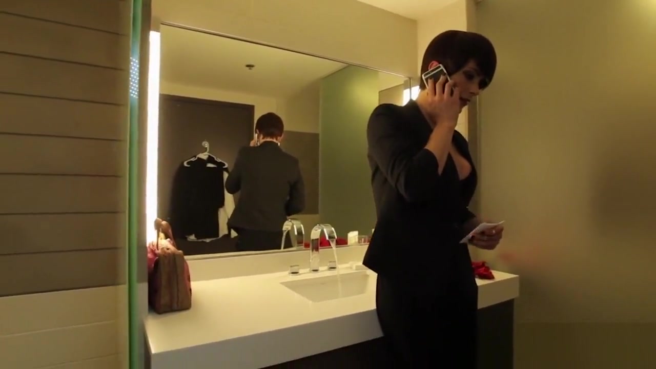 Transsexual bottom jizzed on big boobs