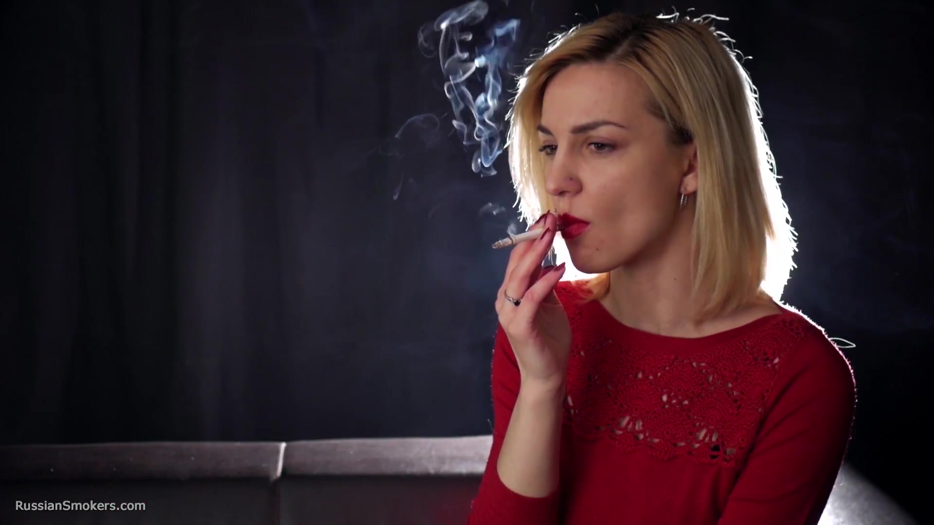 Many Many Nose Exhales With Cork Cigarette