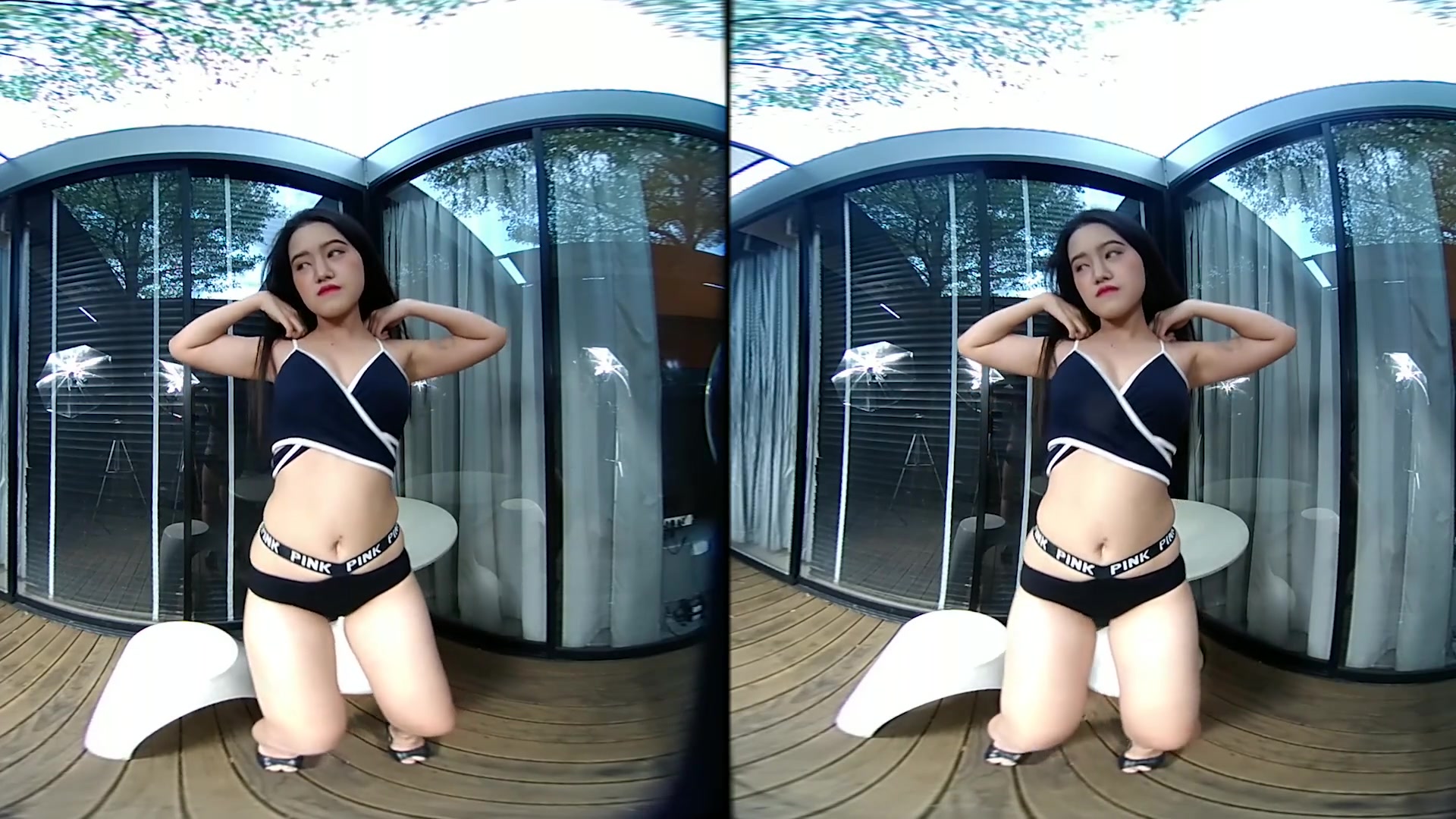 Asian teen 18+ In Black Bikini Videoshoots With Music - VRpussyVision
