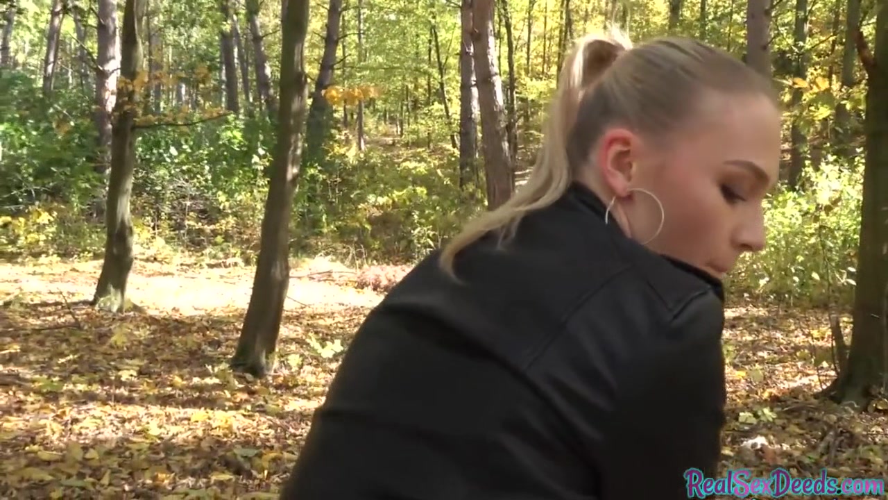 Pulled blonde eurobabe riding POV dick in outdoor action