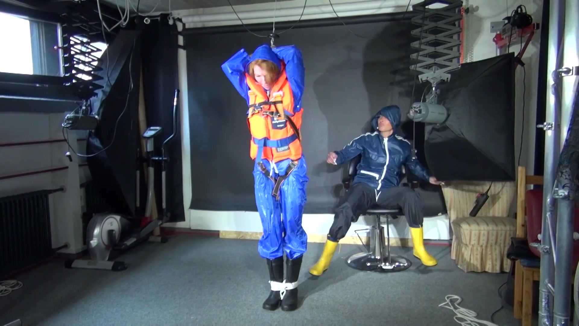 See Ronja Tied And Gagged By Stella In Shiny Nylon Rainwear And A Life Vest!