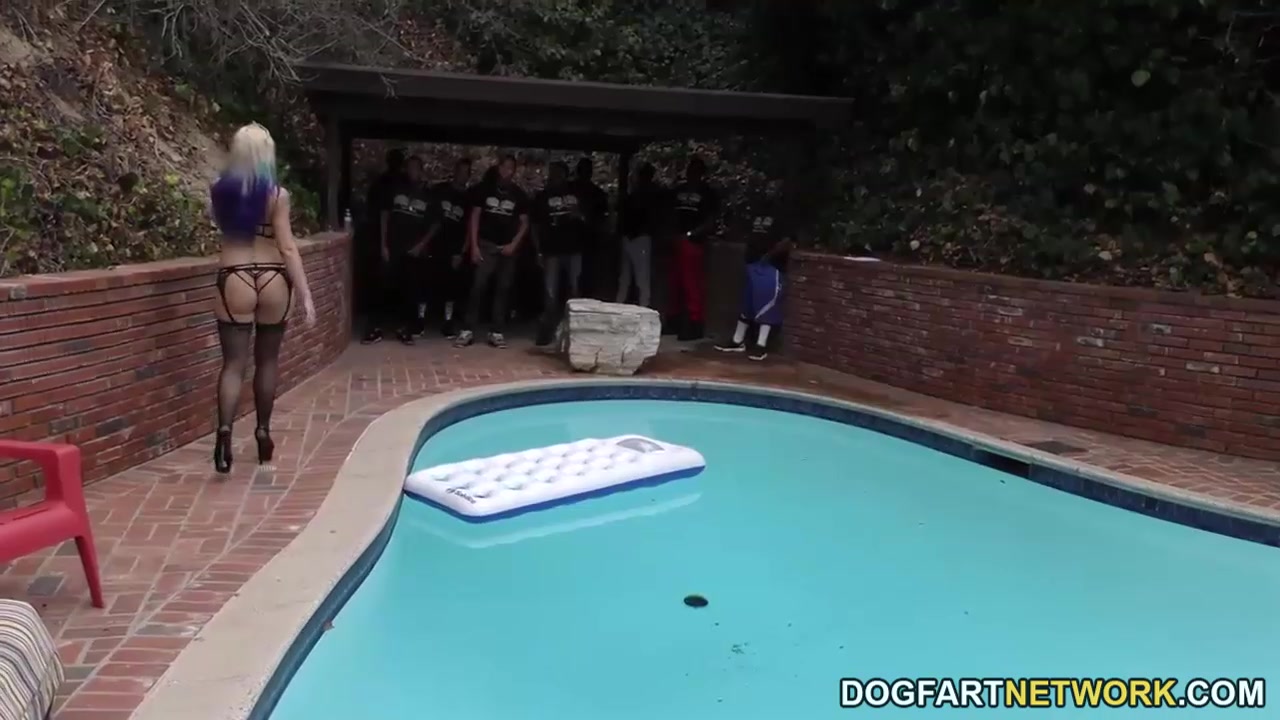 Leya Falcon sucks and deepthroats many black cocks before fucking