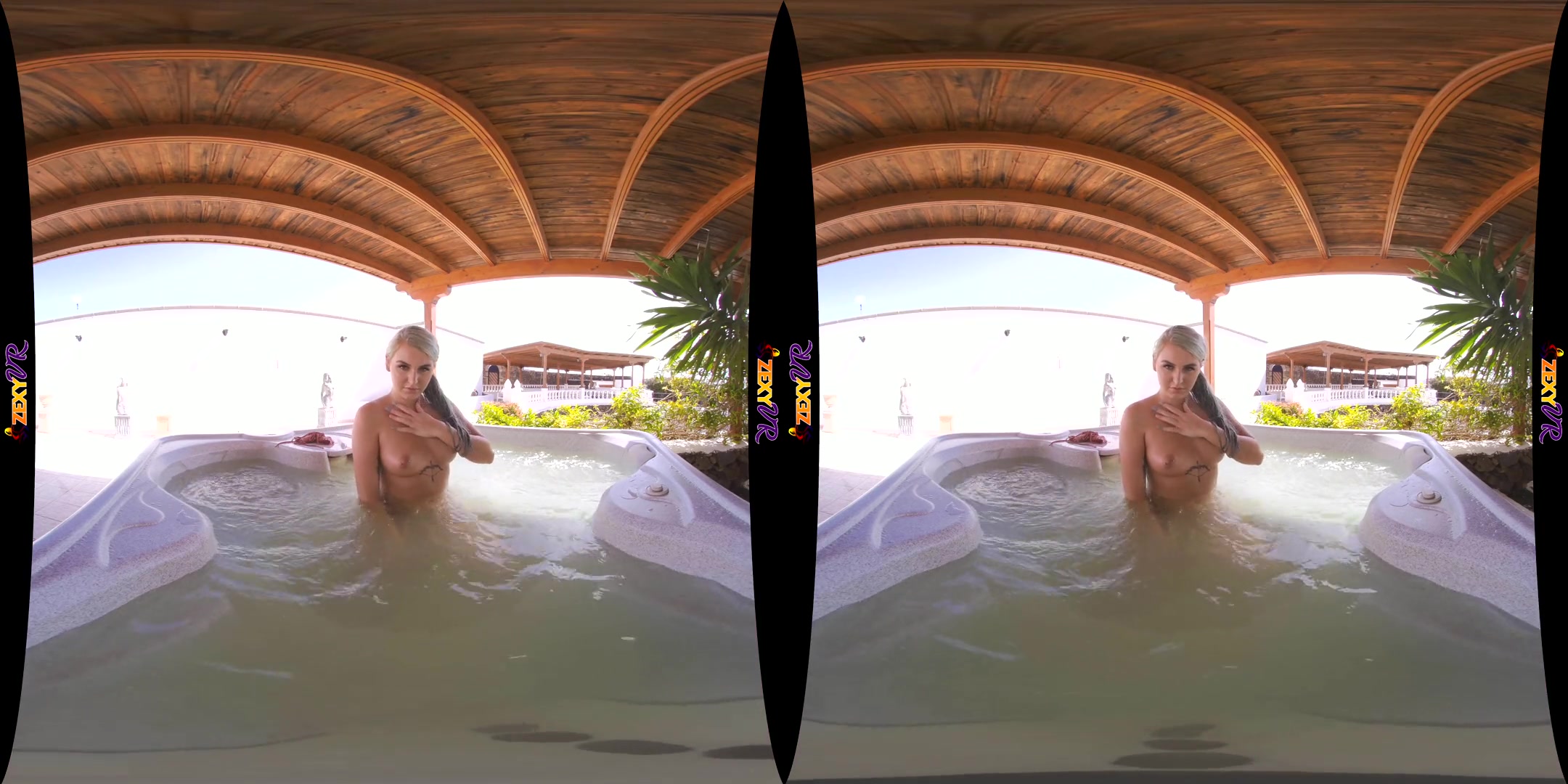 Hot Tub Date - Beautiful Blonde Amateur Solo in the Water
