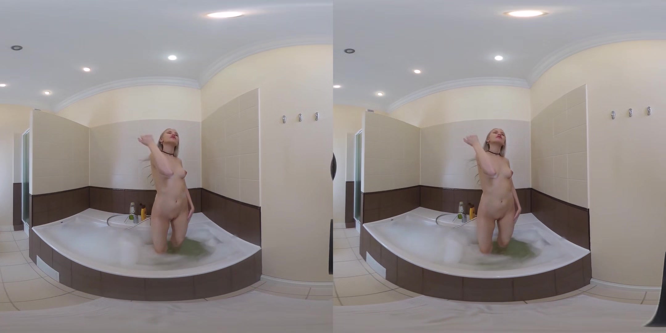 Blonde In Bathroom With Toy