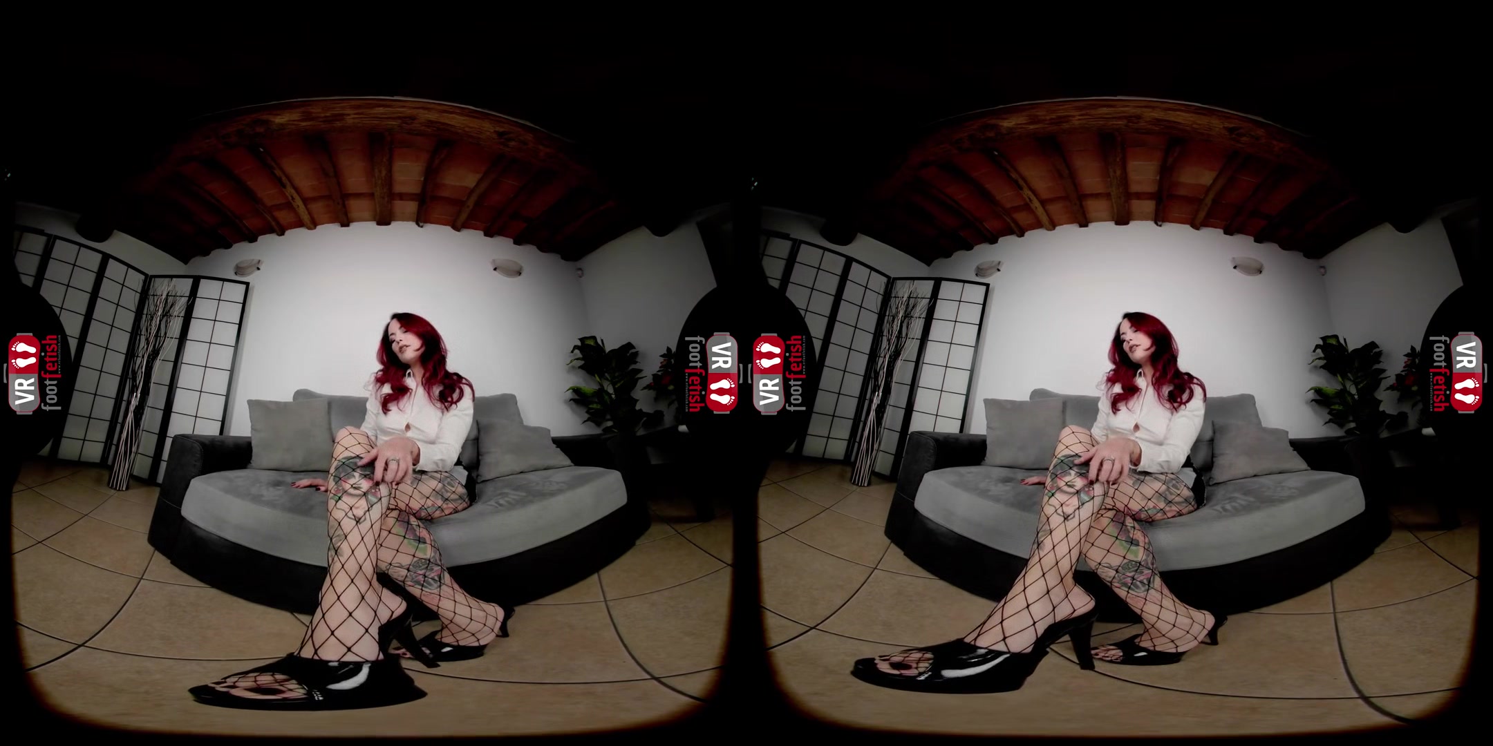 Fiery Office Temptress Teases In Heels And Fishnets
