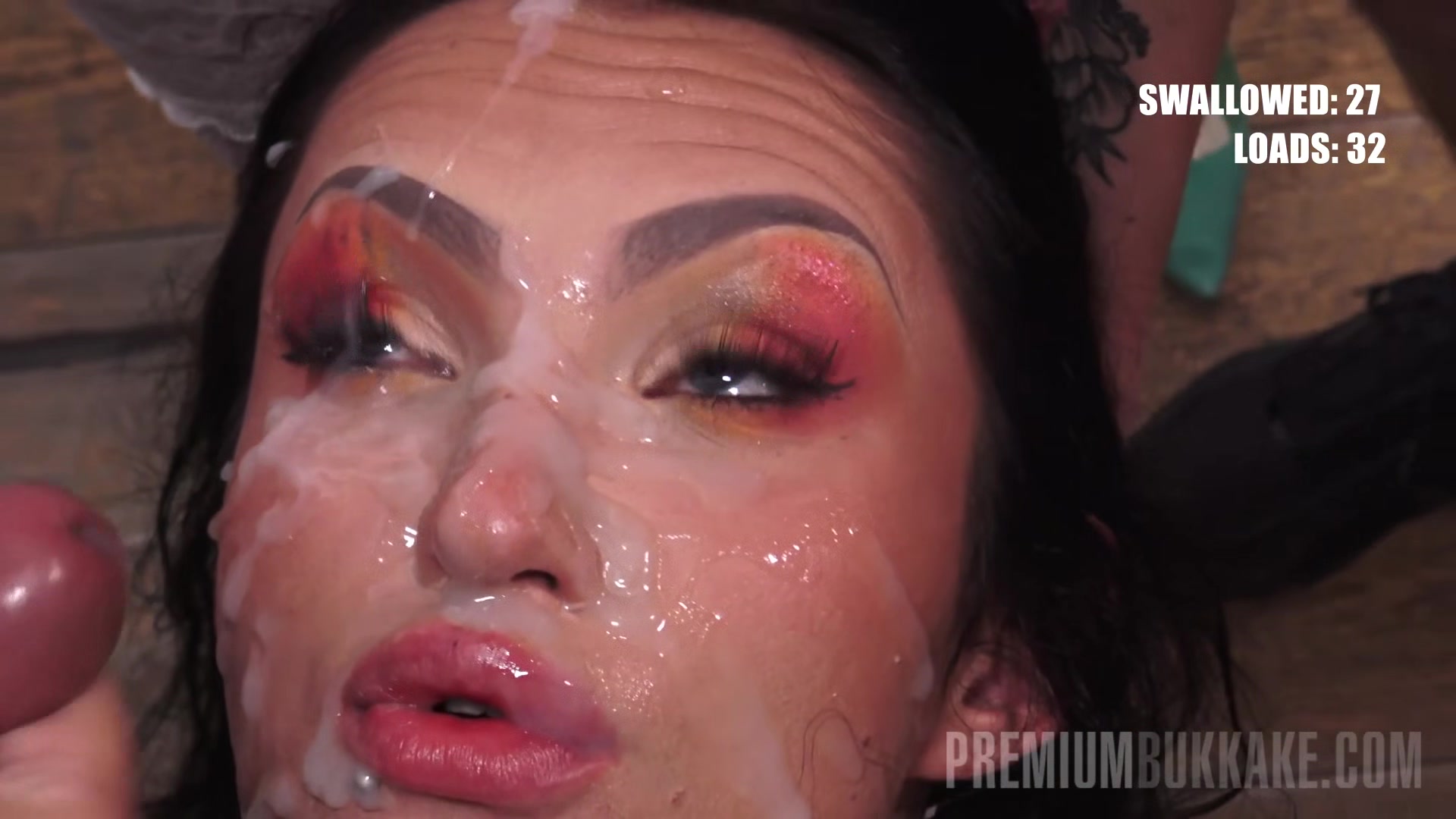 PremiumBukkake - Isabel Dark swallows 47 huge mouthful cumshots