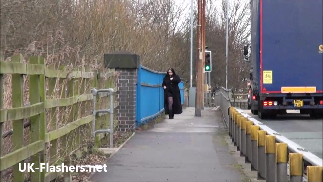Chubby amateur flashing and bbw public masturbation of fat exhibitionist Emma outdoors showing pussy and tits to