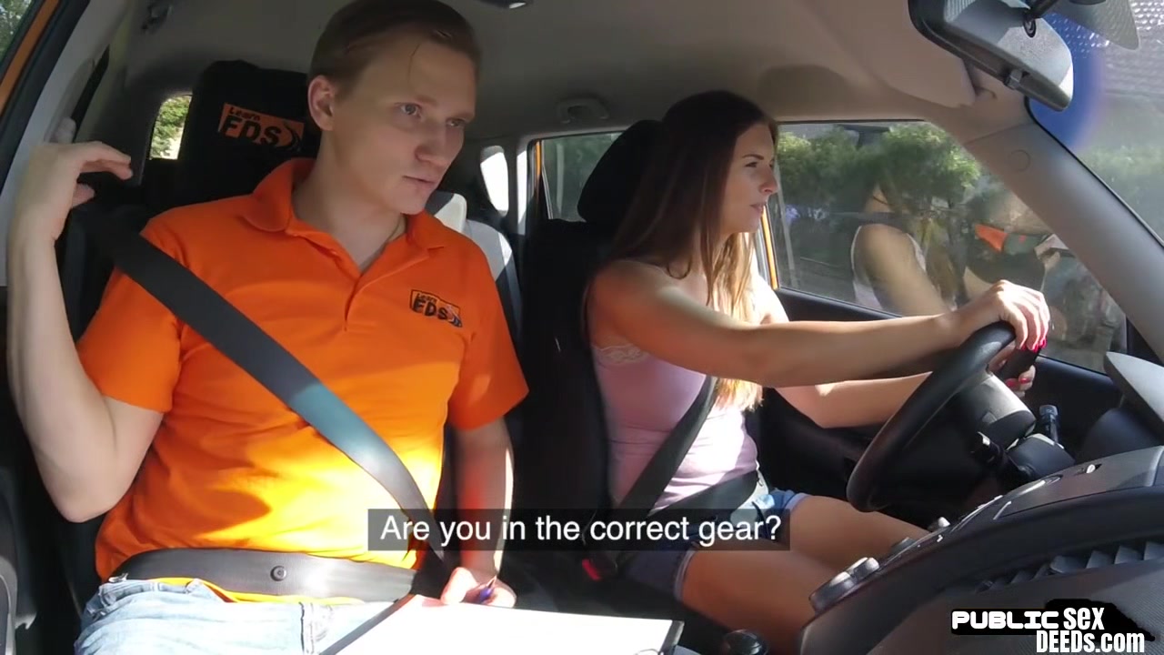 Eurobabe fucks tutor in cowgirl after oral in the car