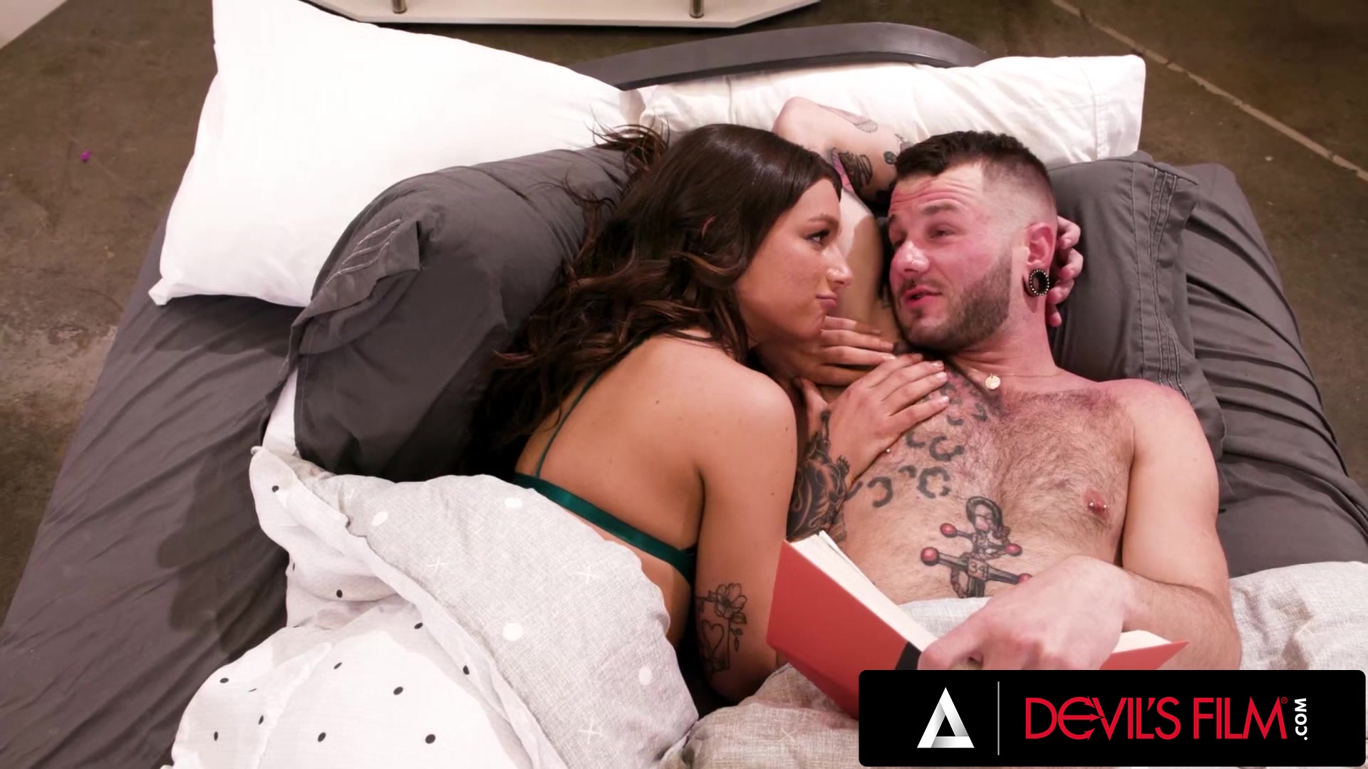 DEVILS FILM - Horny Wife April Olsen Invites Her Husband To Have A Bisexual Threesome With Her Lover