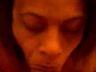 Ebony brunette lady likes to give blowjob to her boyfriend