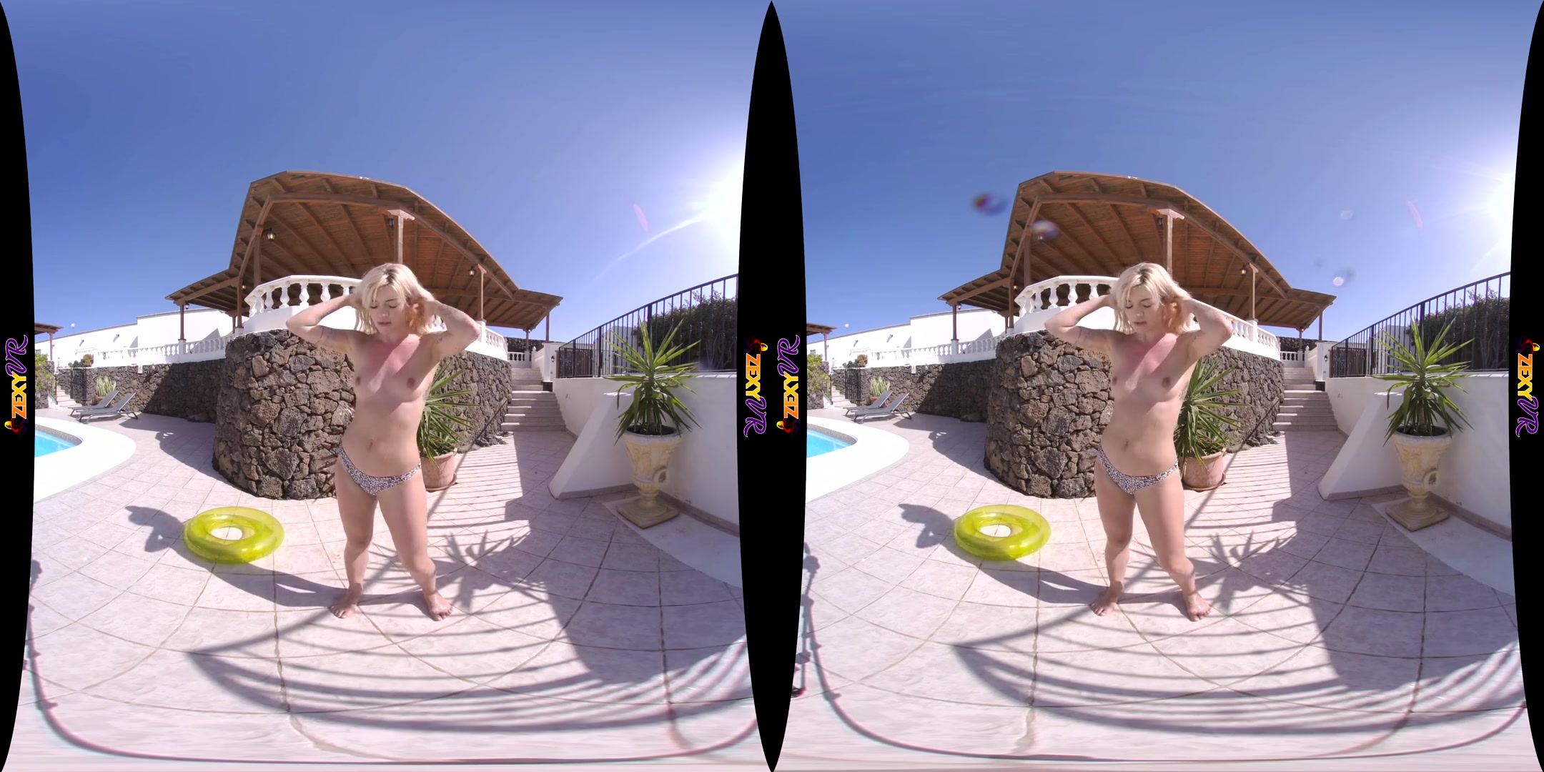 Water Pistol; solo striptease water pool outdoors bikini