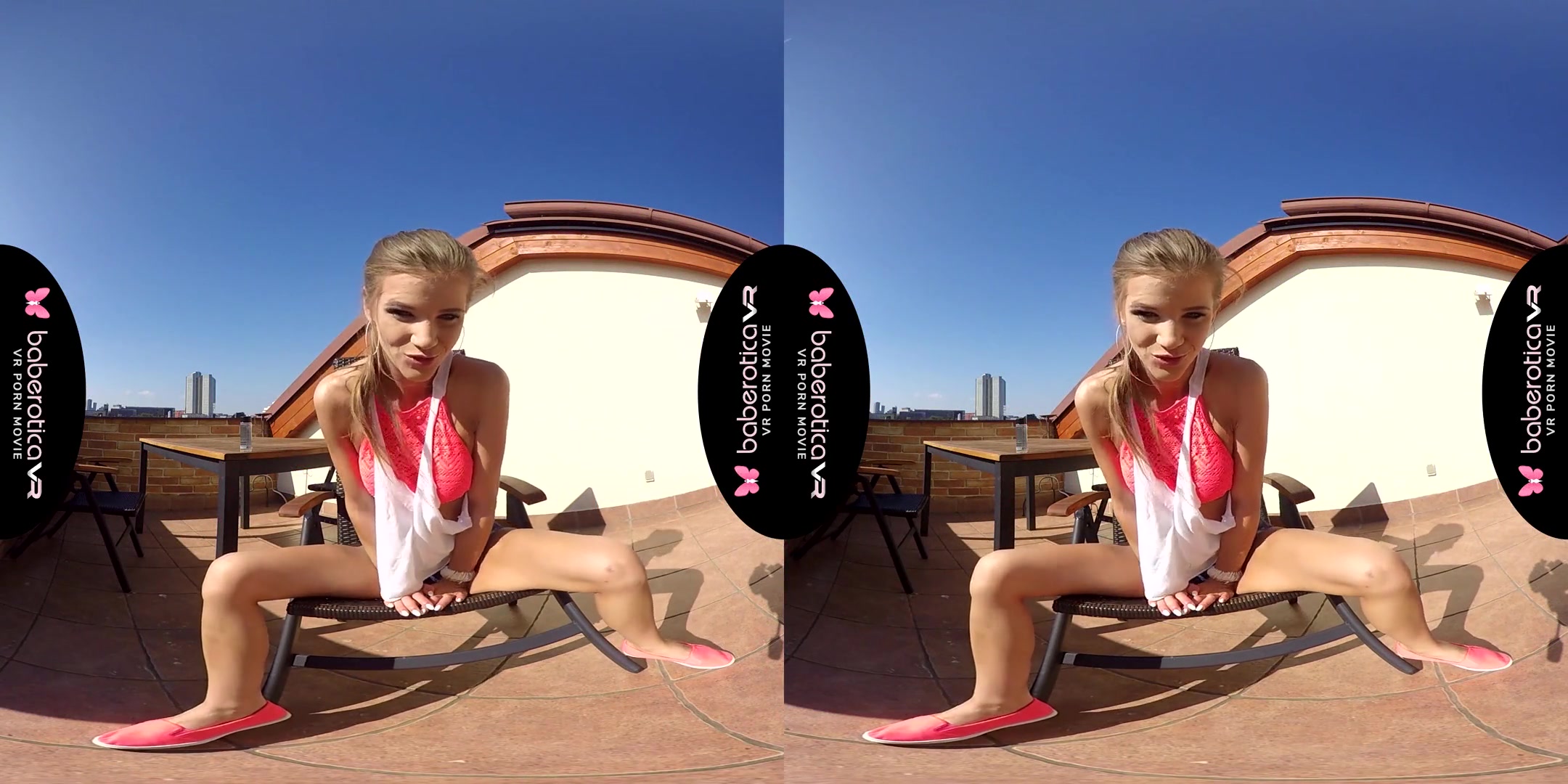 Blonde Sarah Kay Has Such A Big Orgasm On The Balcony - Cute European Pornstar Solo
