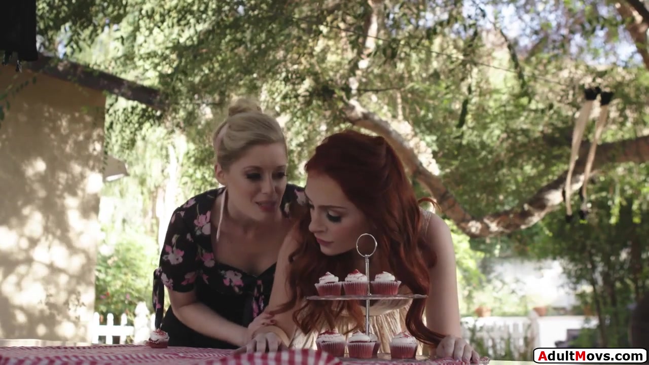 Redhead gets hairy pussy licked by lesbian neighbor outdoors