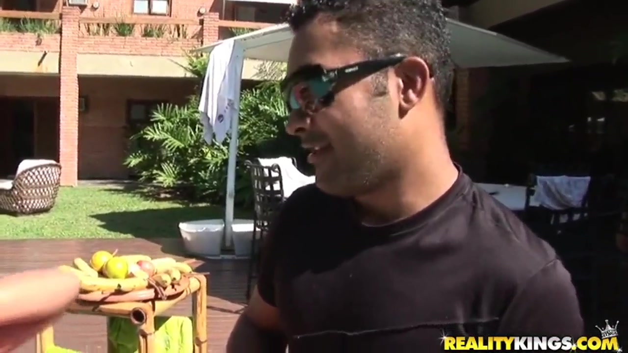 Jaqueline showing natural oiled boobies to her kinky neighbor